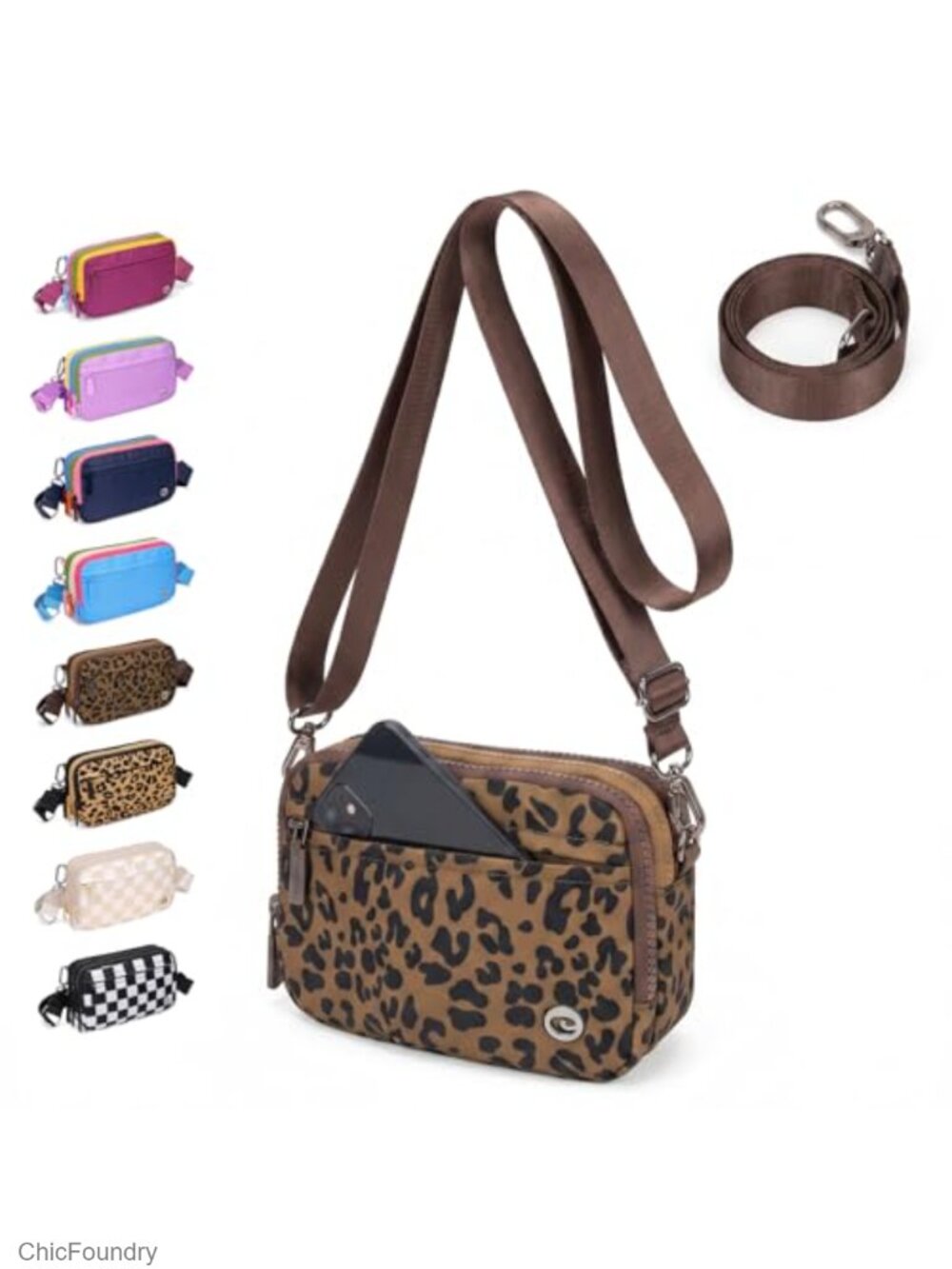 Small Crossbody Purse Triple Zipper Water-Resistant Nylon Travel Wallet Wristlet